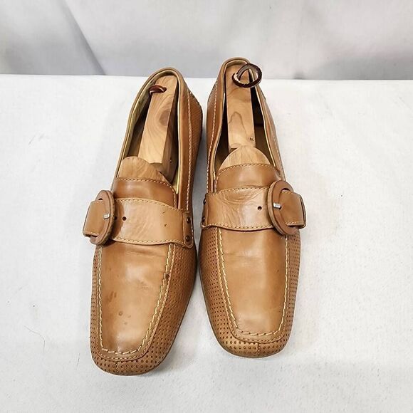 Paul Green Women's 5 Tan Brown Leather Loafer Flats Buckle Embellishment Comfort - Picture 10 of 10
